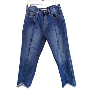 Hidden High Rise Loose Fit Raw Hem Jeans,size 29,EUC